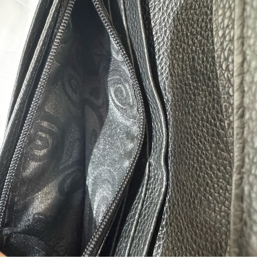 Brighton Talana Large Slim Wallet in  Black Leather with Woven Silver Medallion - Picture 6 of 13